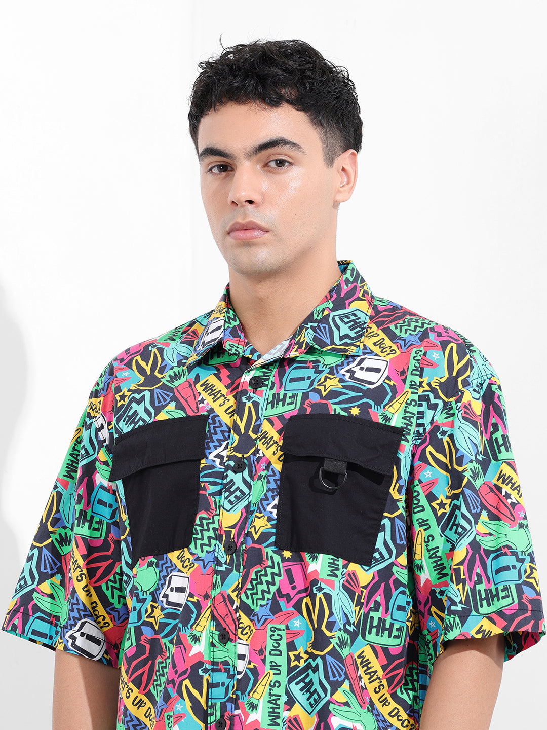 Men's Multicolor Boxy Fit Character Looney Tunes Shirt