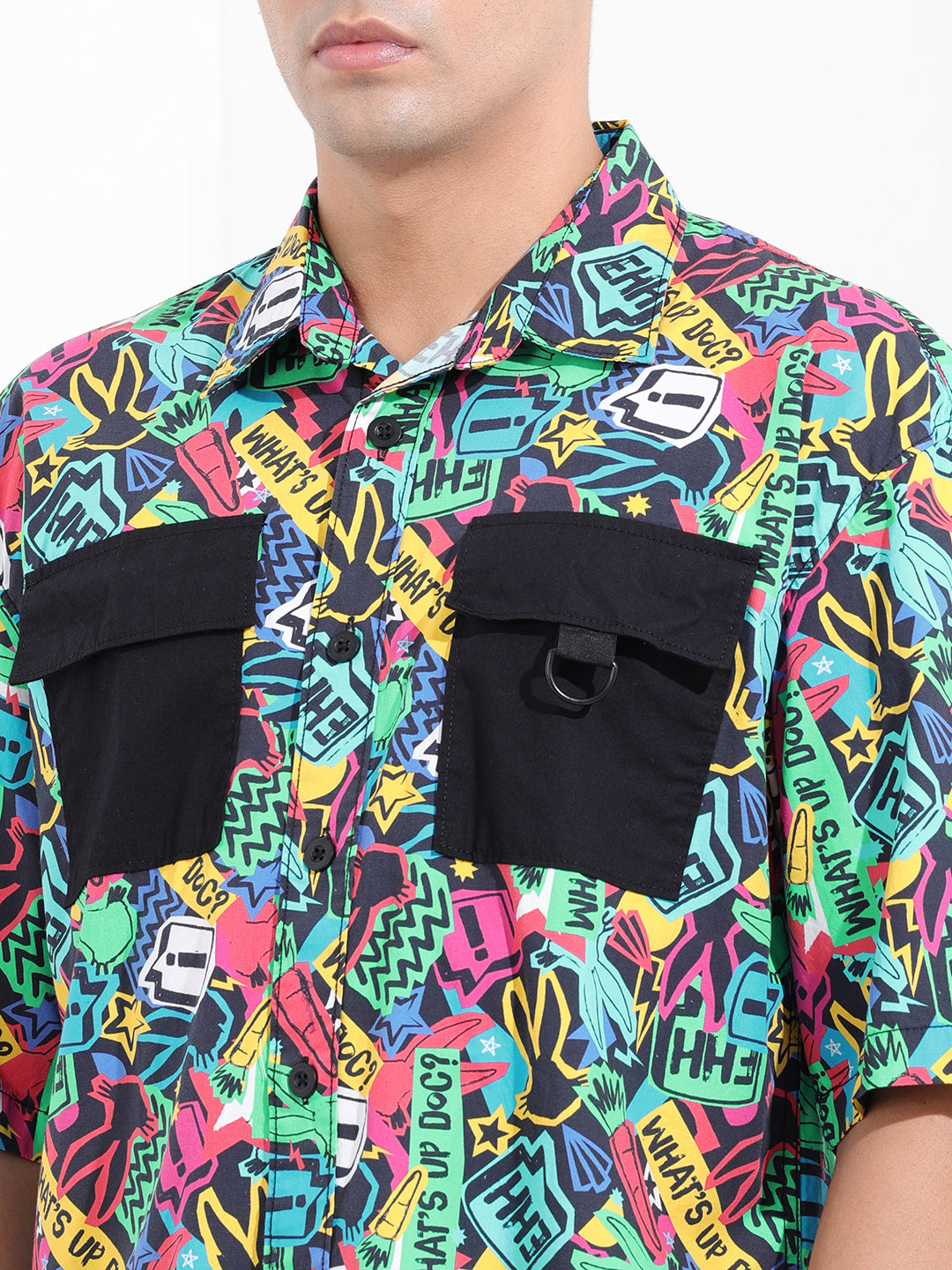 Men's Multicolor Boxy Fit Character Looney Tunes Shirt