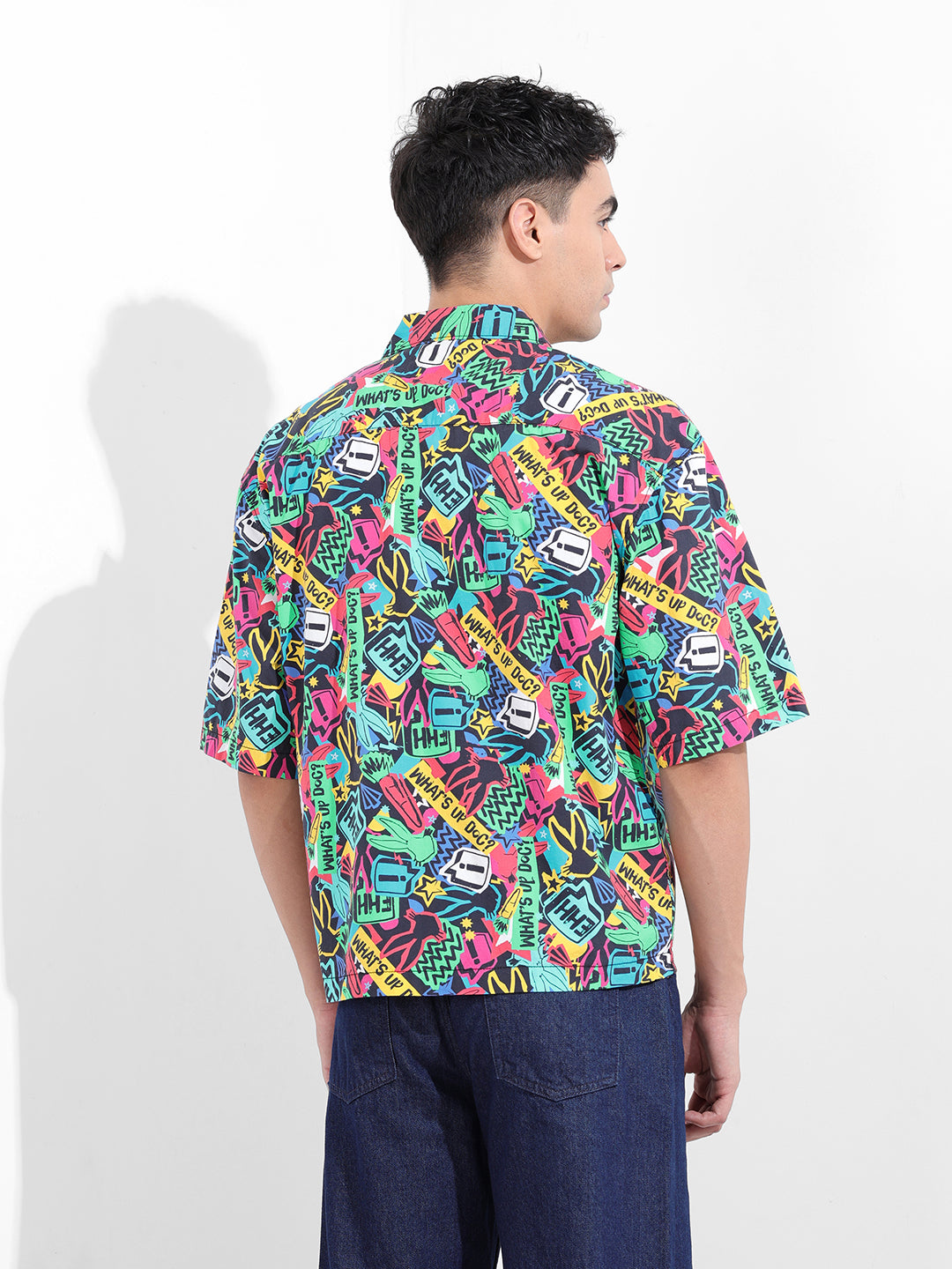 Men's Multicolor Boxy Fit Character Looney Tunes Shirt