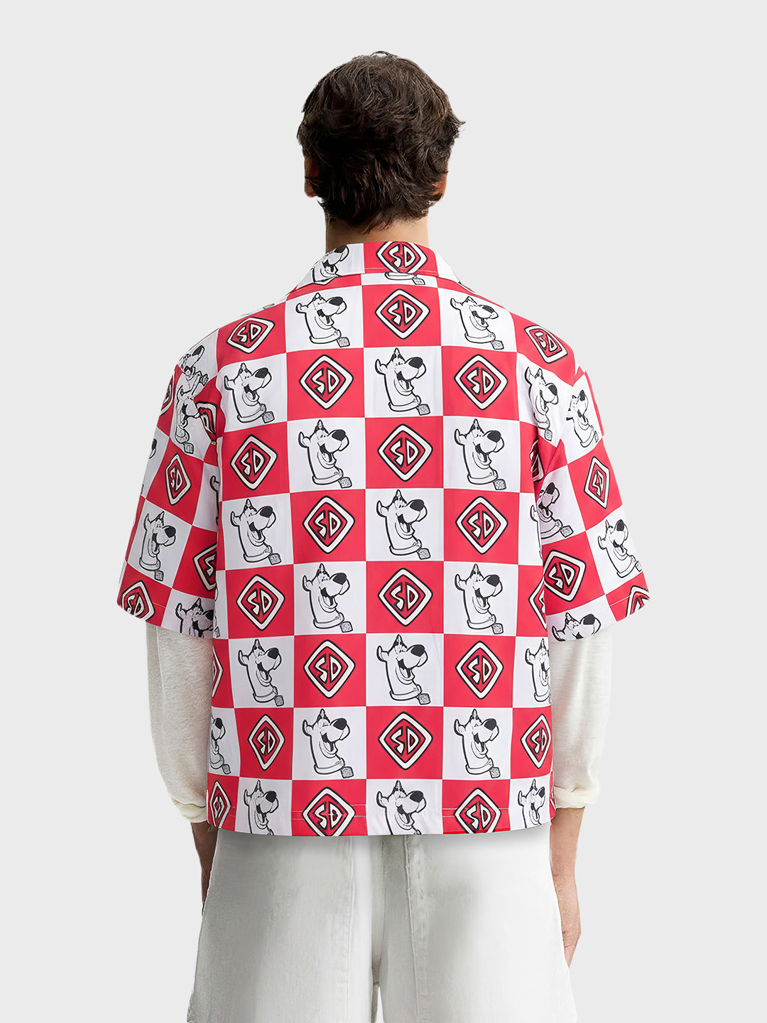 Men's Red Boxy Fit  Scooby Doo Character Shirt