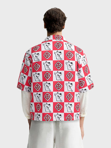 Men's Red Boxy Fit  Scooby Doo Character Shirt