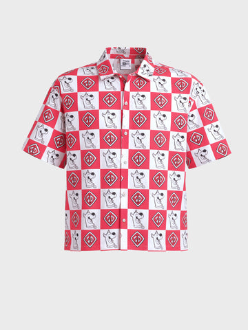 Men's Red Boxy Fit  Scooby Doo Character Shirt