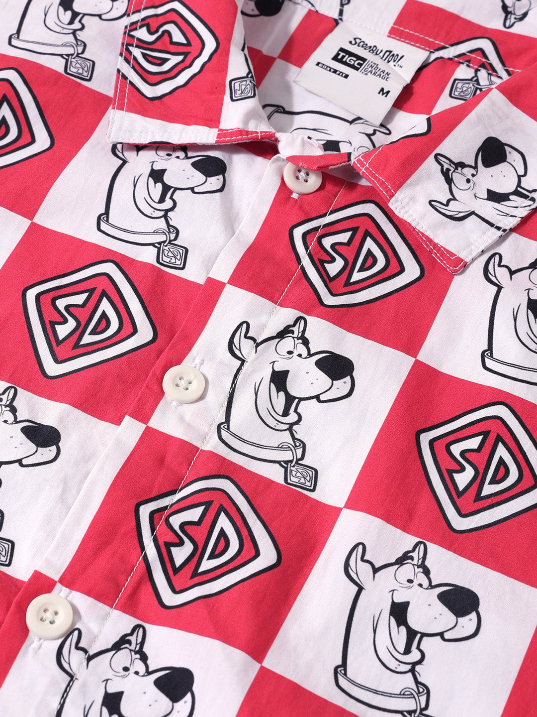 Men's Red Boxy Fit  Scooby Doo Character Shirt