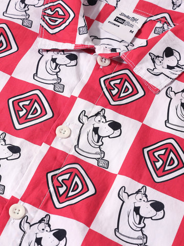 Men's Red Boxy Fit  Scooby Doo Character Shirt