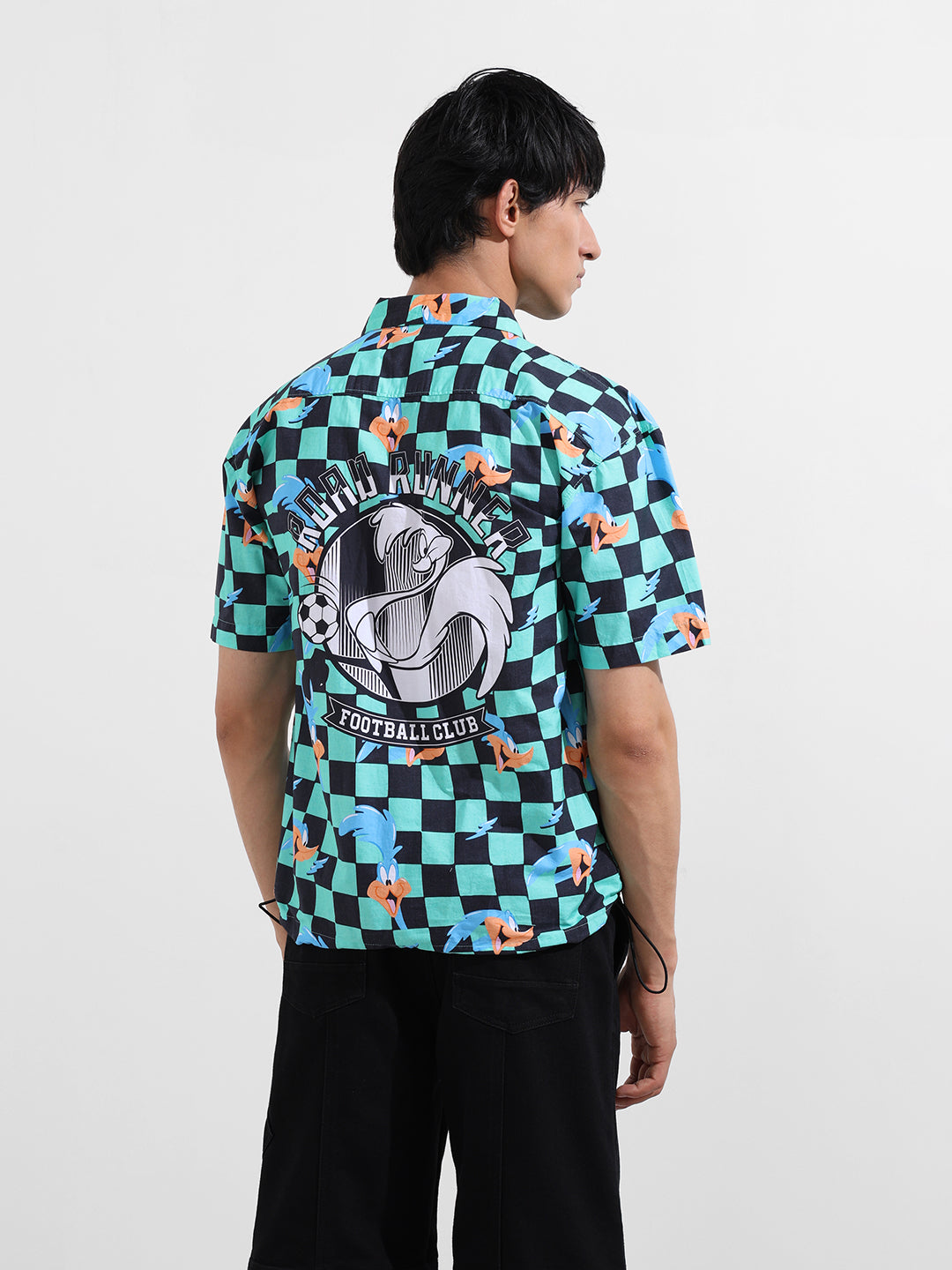 Men's Green Boxy Fit Looney Tunes Character Shirt