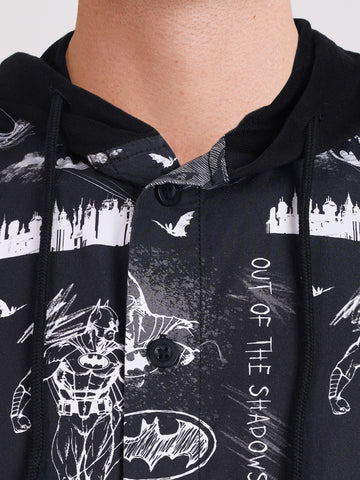 Men's Black Boxy Fit  Batman Character Shirt