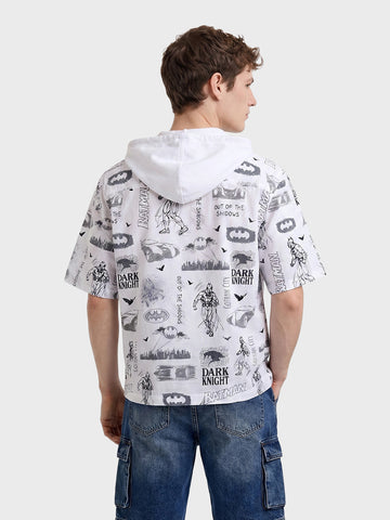 Men's White Boxy Fit  Batman Character Shirt