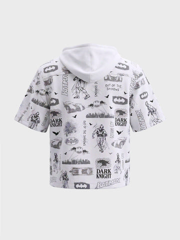 Men's White Boxy Fit  Batman Character Shirt