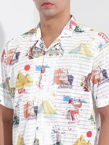 Men's White Relaxed Fit Resort Wear Shirt