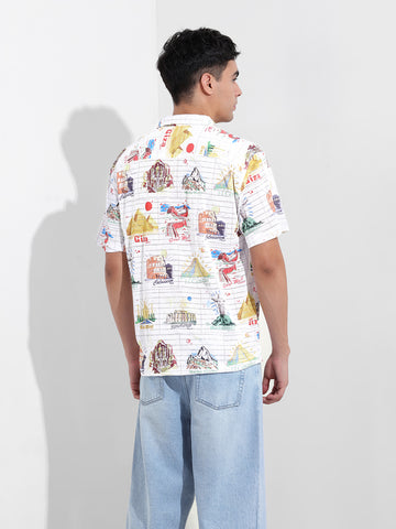 Men's White Relaxed Fit Resort Wear Shirt