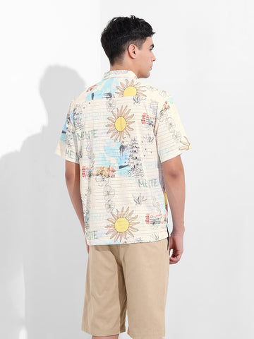 Men's White Relaxed Fit Resort Wear Shirt