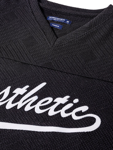 Men's Black Boxy Fit Textured Casual T-Shirt