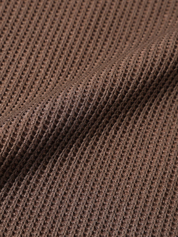 Men's Brown Boxy Fit Textured Casual T-Shirt