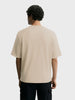 Men's Beige Boxy Fit Textured Casual T-Shirt
