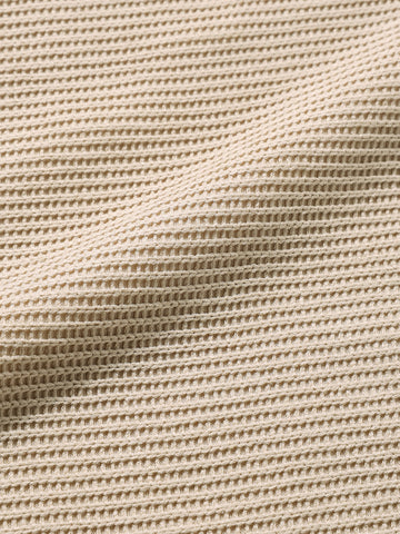 Men's Beige Boxy Fit Textured Casual T-Shirt