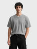 Men's Grey Boxy Fit Textured Casual T-Shirt