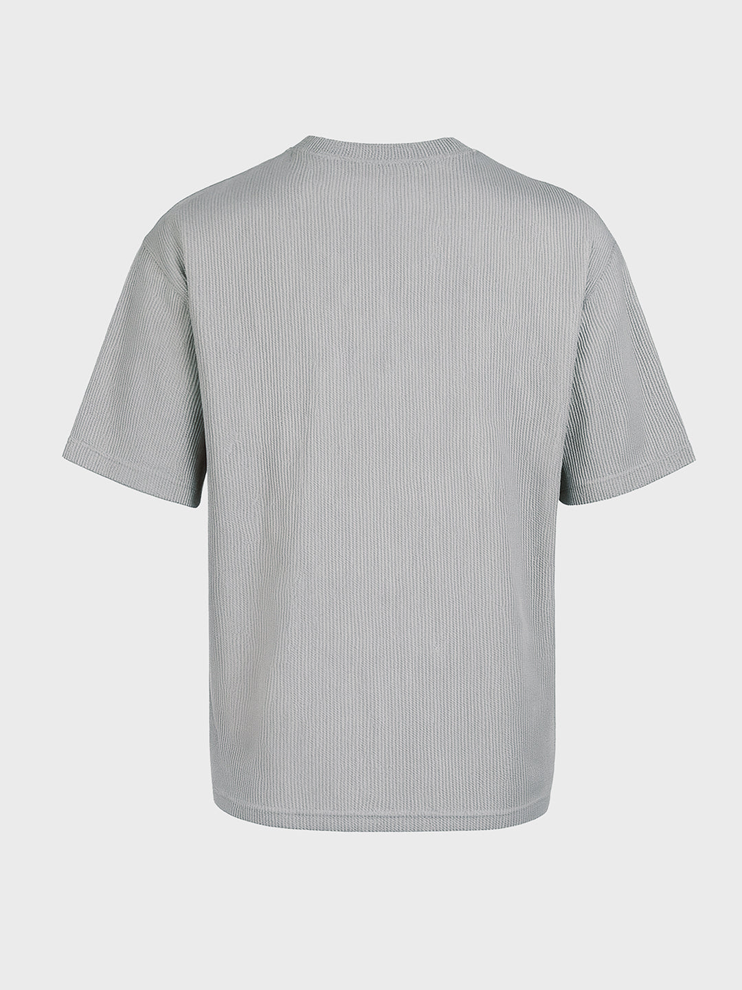 Men's Grey Boxy Fit Textured Casual T-Shirt