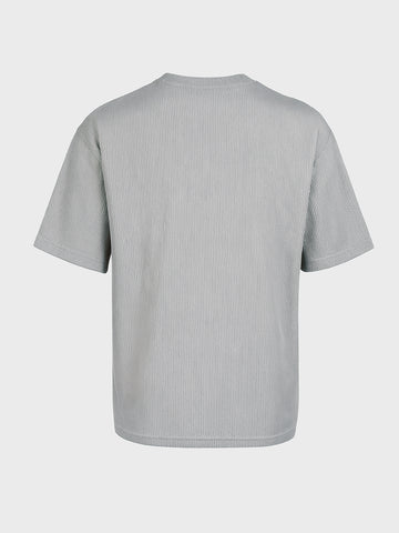 Men's Grey Boxy Fit Textured Casual T-Shirt