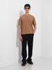 Men's Beige Boxy Fit Textured Casual T-Shirt