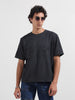 Men's Grey Boxy Fit Textured Casual T-Shirt