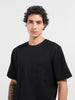 Men's Black Boxy Fit Textured Casual T-Shirt
