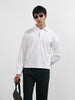 Men's White Boxy Fit Textured Casual T-Shirt