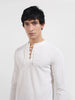 Men's White Regular Fit Textured Casual T-Shirt