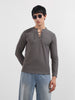 Men's Grey Regular Fit Textured Casual T-Shirt