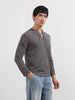 Men's Grey Regular Fit Textured Casual T-Shirt