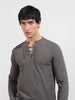 Men's Grey Regular Fit Textured Casual T-Shirt