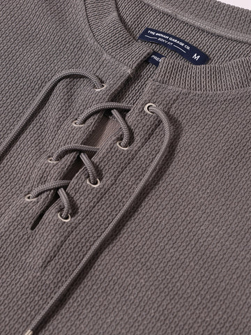 Men's Grey Regular Fit Textured Casual T-Shirt