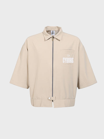 Men's Beige Oversized Fit Solid Warner Bros Jacket