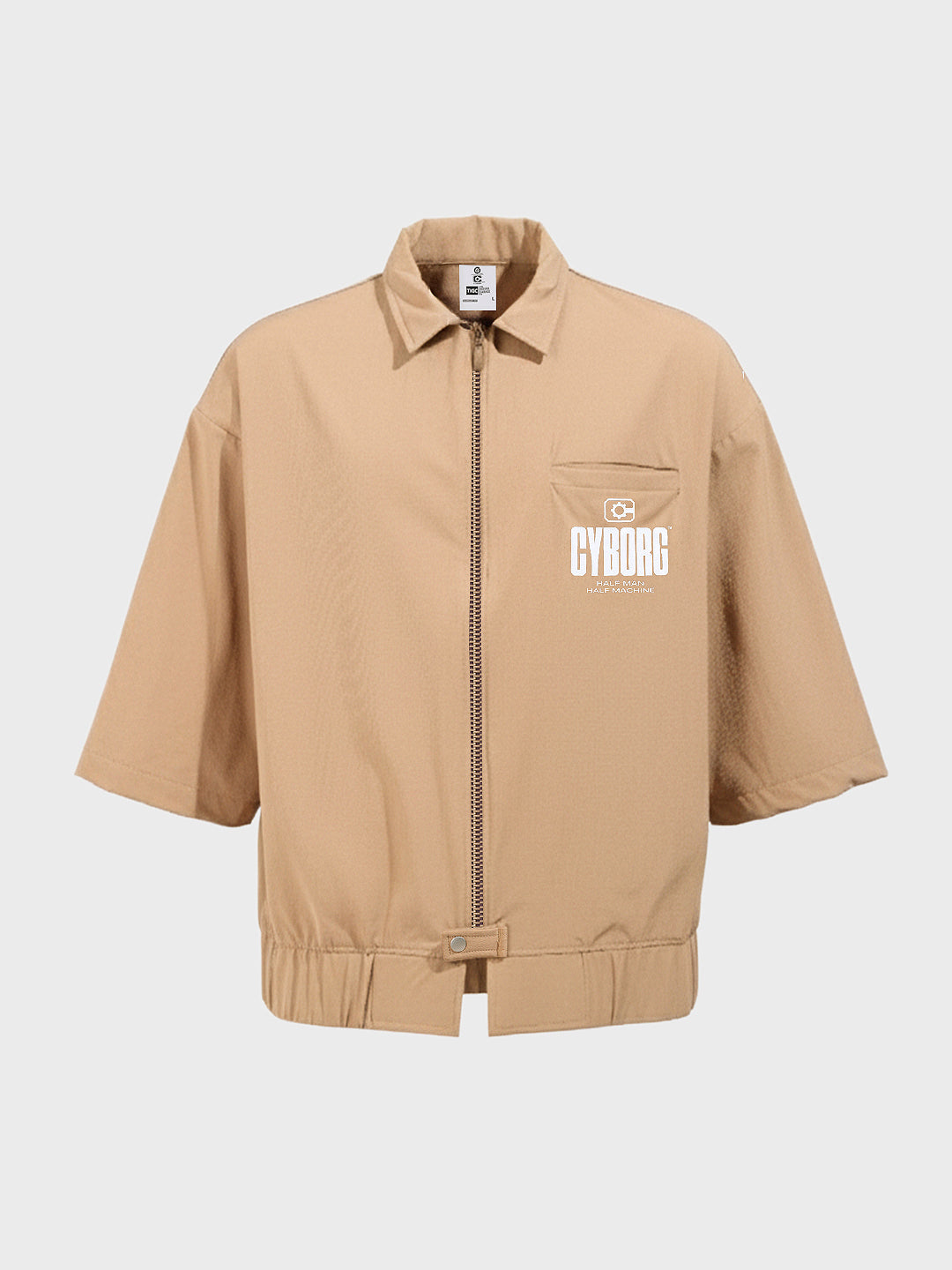 Men's Khaki Oversized Fit Solid Warner Bros Jacket