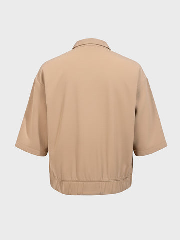 Men's Khaki Oversized Fit Solid Warner Bros Jacket