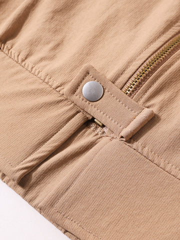 Men's Khaki Oversized Fit Solid Warner Bros Jacket