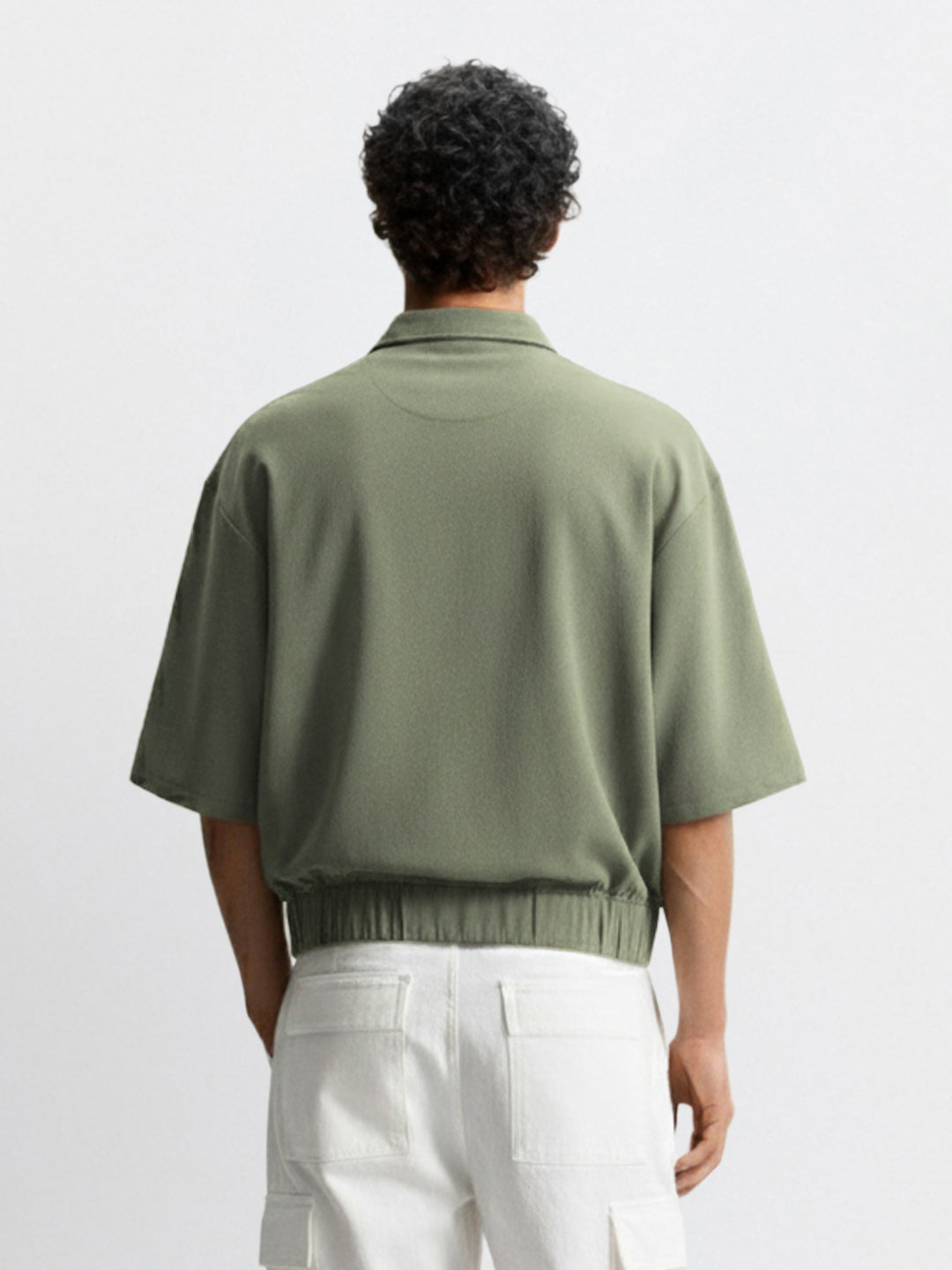 Men's Olive Oversized Fit Solid Warner Bros Jacket