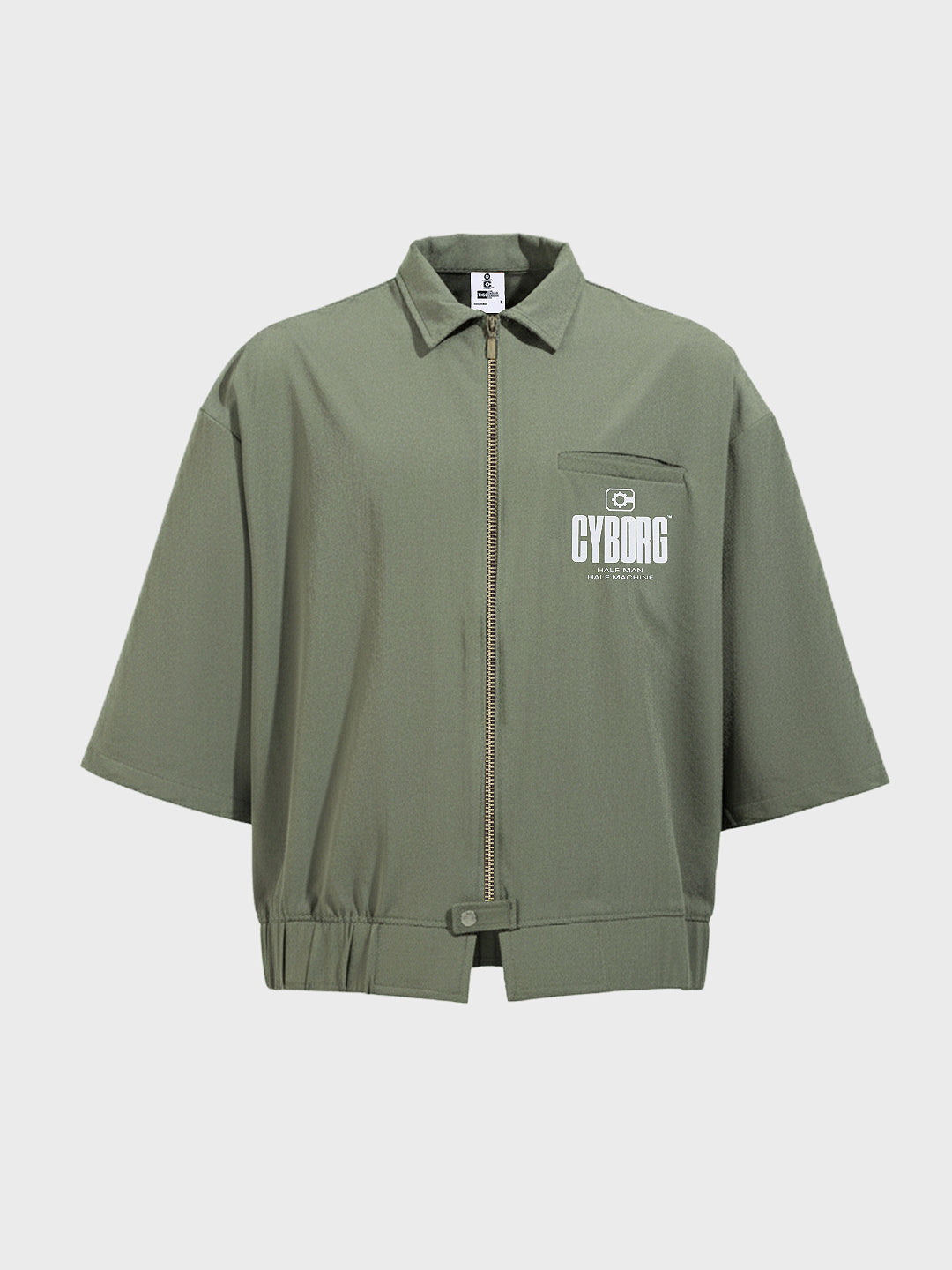 Men's Olive Oversized Fit Solid Warner Bros Jacket