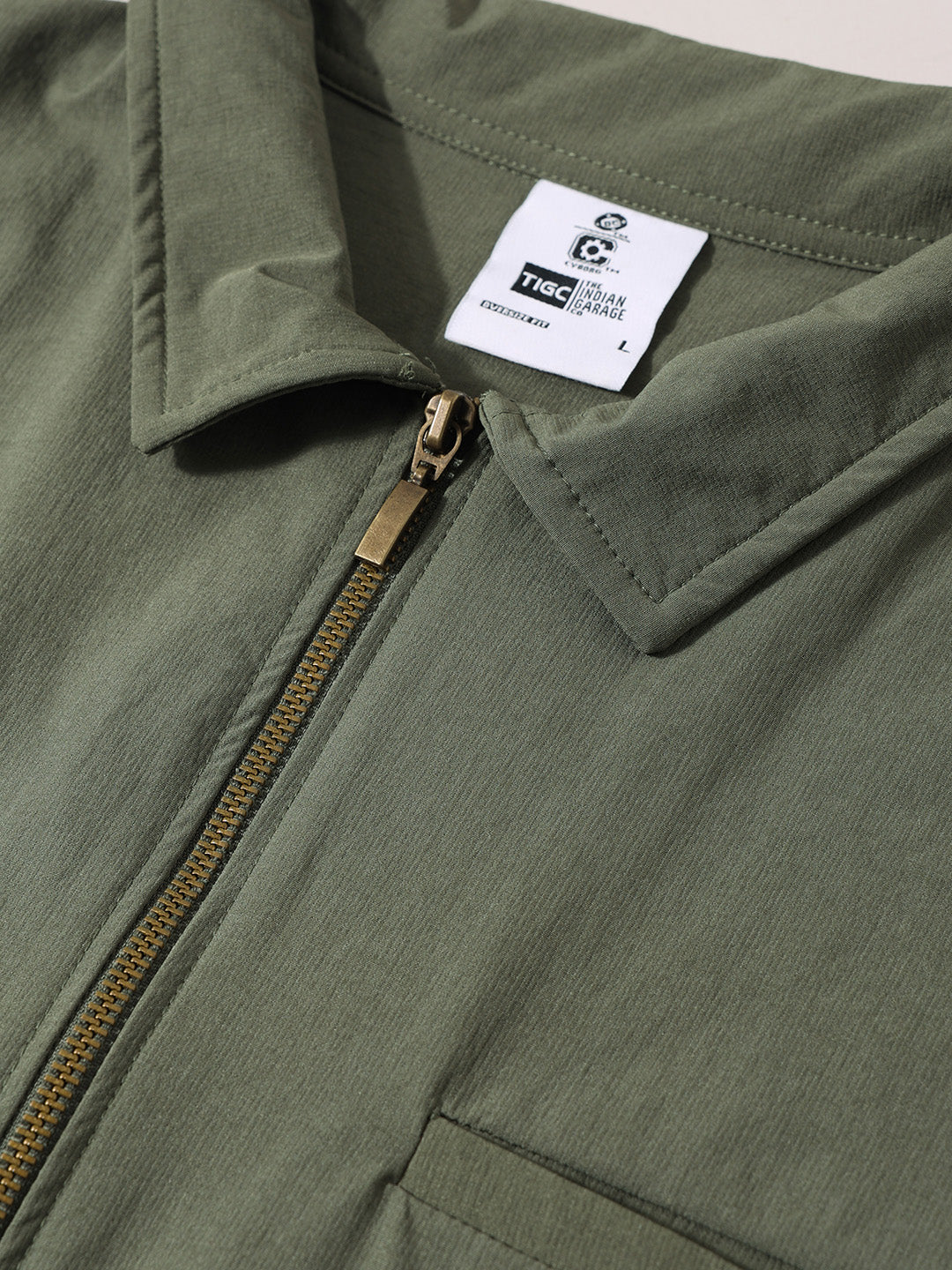 Men's Olive Oversized Fit Solid Warner Bros Jacket