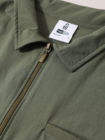 Men's Olive Oversized Fit Solid Warner Bros Jacket