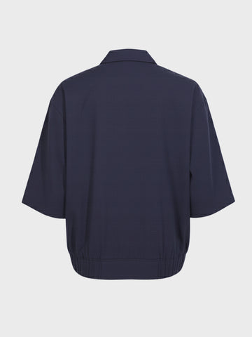 Men's Navy Blue Oversized Fit Solid Warner Bros Jacket