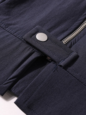 Men's Navy Blue Oversized Fit Solid Warner Bros Jacket