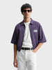 Men's Purple Oversized Fit Solid Warner Bros Jacket