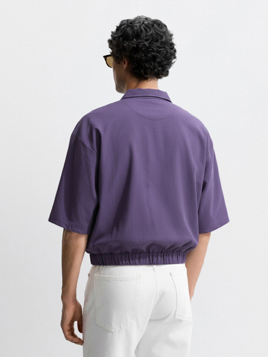 Men's Purple Oversized Fit Solid Warner Bros Jacket