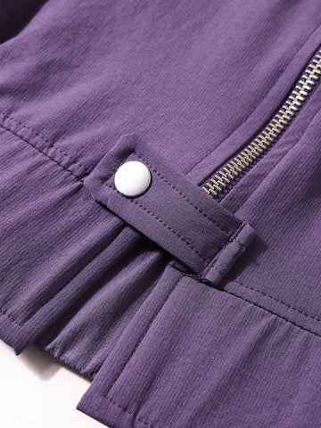 Men's Purple Oversized Fit Solid Warner Bros Jacket