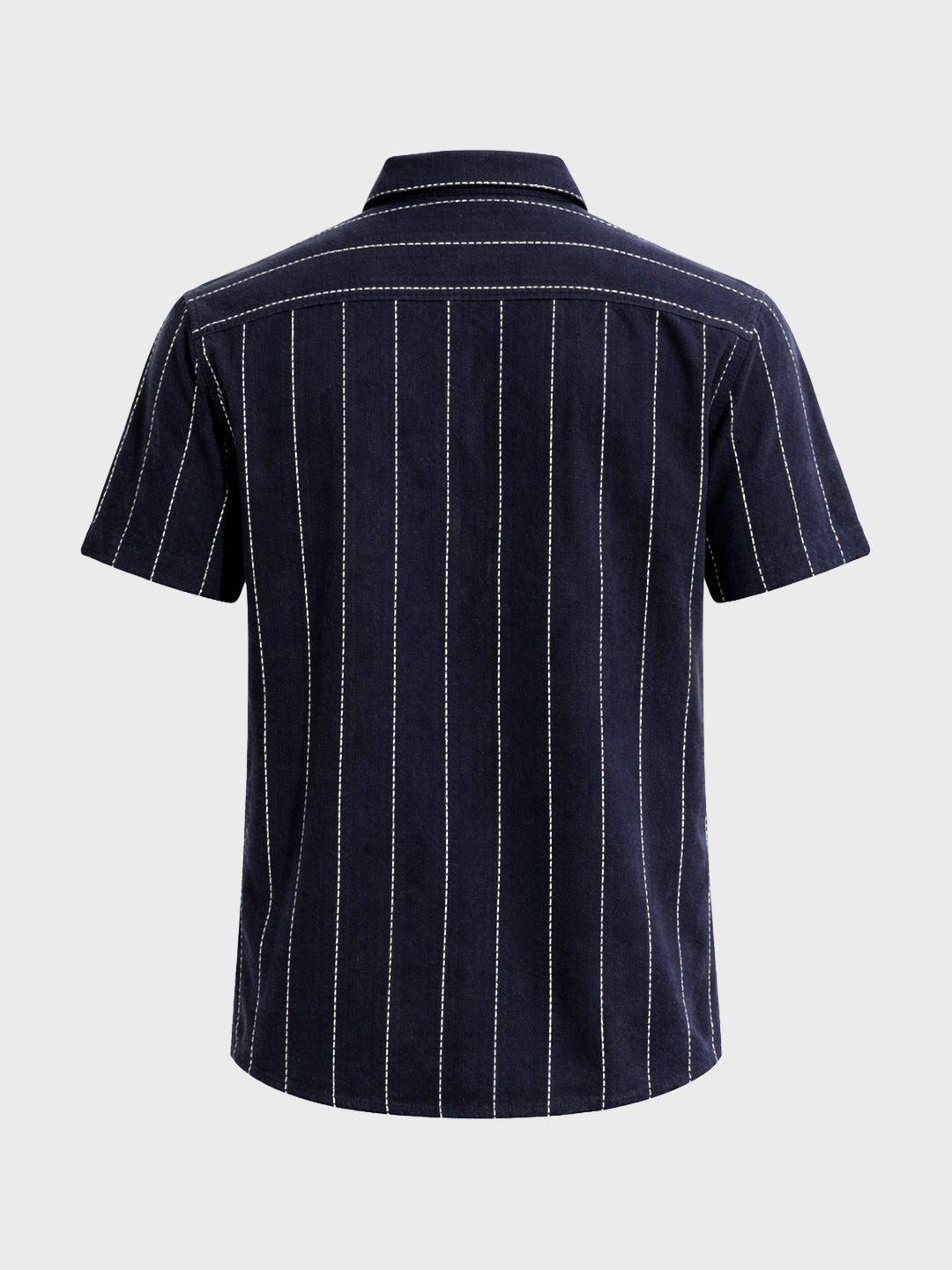Men's Navy Blue Relaxed Fit Striped Resort Shirt