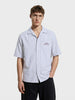 Men's Blue Boxy Fit Embroided  Casual Shirt