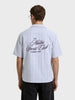 Men's Blue Boxy Fit Embroided  Casual Shirt