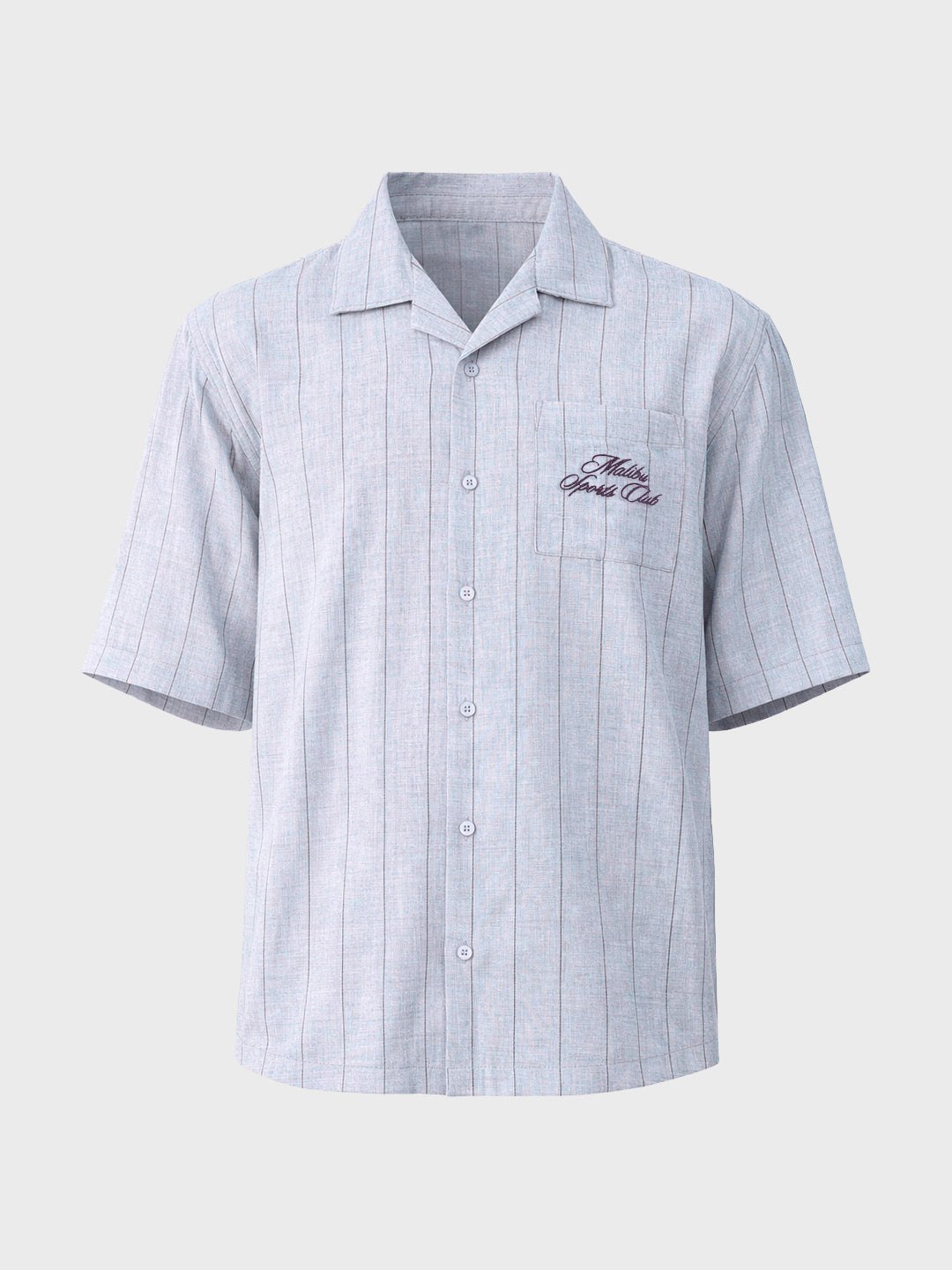 Men's Blue Boxy Fit Embroided  Casual Shirt