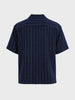 Men's Navy Blue Boxy Fit Embroided  Casual Shirt