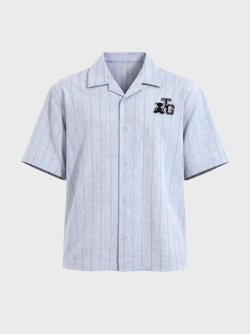 Men's Blue Boxy Fit Striped Casual Shirt